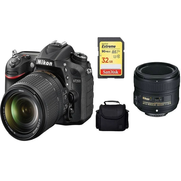 Nikon D7200/D7500 DSLR Camera with 18-140mm Prime Lens &amp; Nikon 50mm 1.8G Lenses Bundle