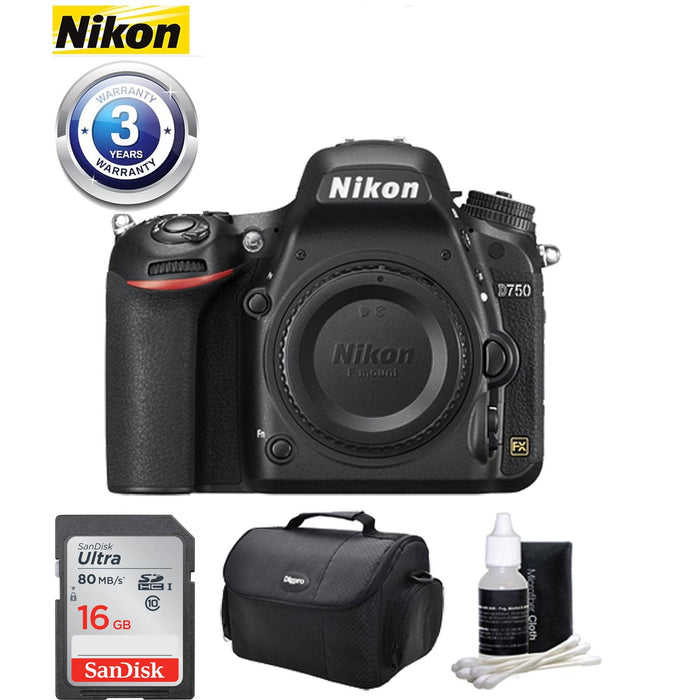 Nikon D750 DSLR Camera (Body Only) with Sandisk 16GB Starter Bundle