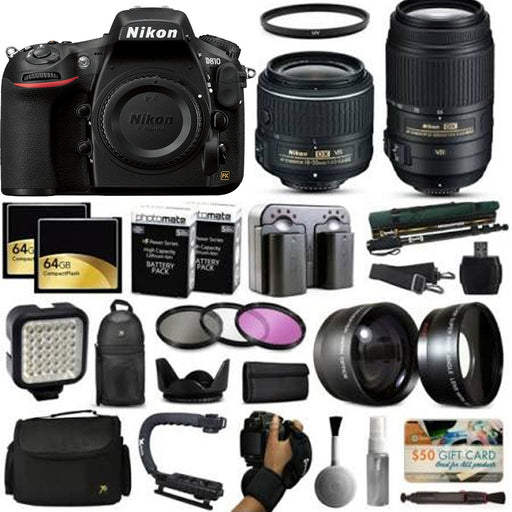 Nikon D810 DSLR SLR Camera + 18-55mm VR + 55-300mm VR + 128GB Premium Bundle