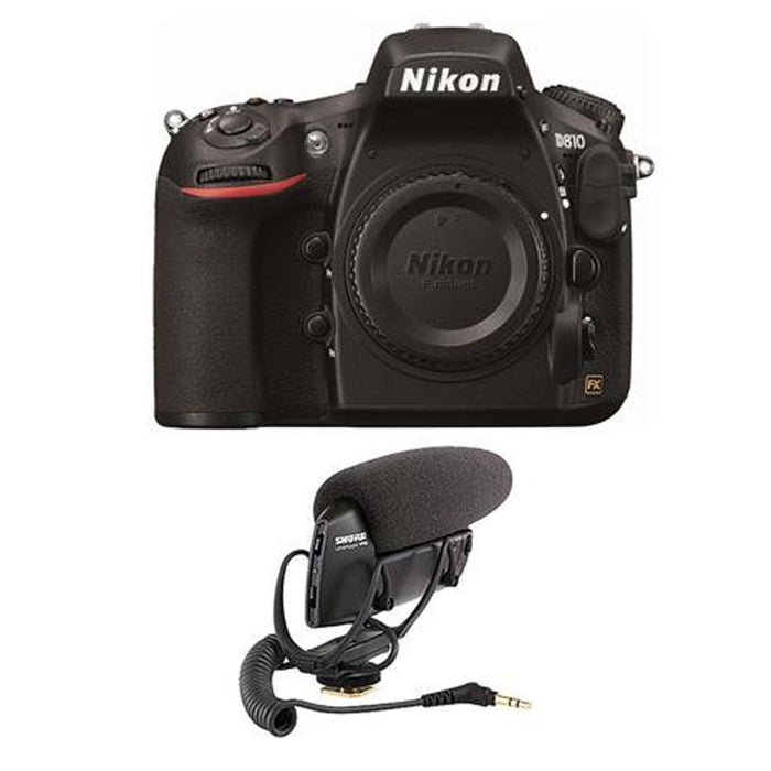 Nikon D810 Digital SLR Body Only Camera - Bundle with Shure VP83 LensHopper Camera-Mount Condenser Microphone