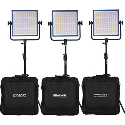 Dracast LED1000 Pro Bi-Color LED 3-Light Kit with V-Mount Battery Plates and Stands