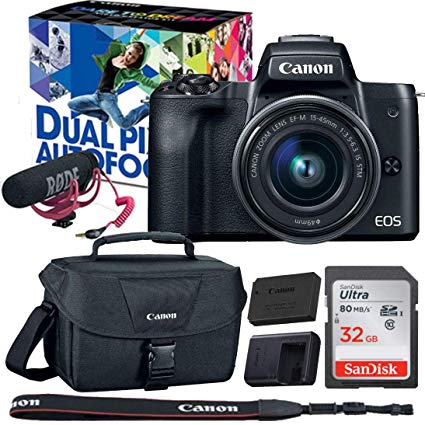 Canon EOS M50 Mirrorless Digital Camera with 15-45mm Lens Video Creator Kit (Black)