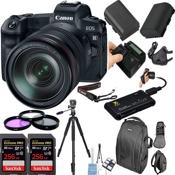 Canon EOS R Mirrorless Digital Camera with 24-105mm STM Lens 2x Sandisk 256GB Memory Cards Essential Package