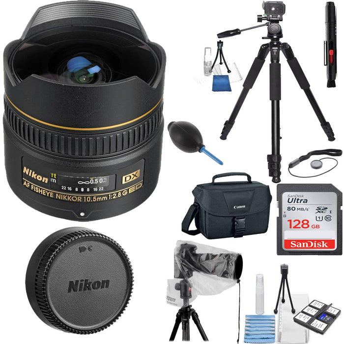 Nikon AF DX Fisheye-NIKKOR 10.5mm f/2.8G ED Lens Rain Bundle