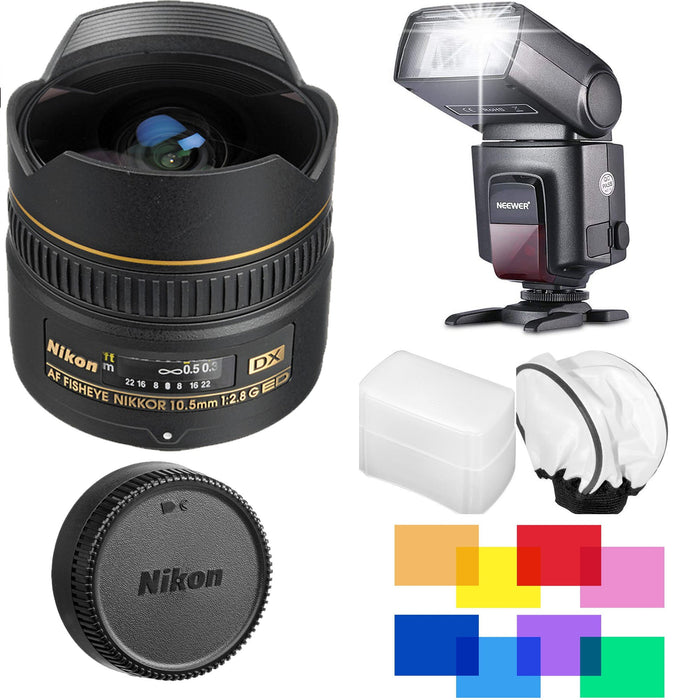 Nikon AF DX Fisheye-NIKKOR 10.5mm f/2.8G ED Lens Flash Bundle