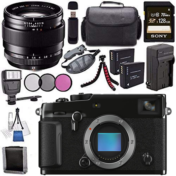 Fujifilm X-Pro3 Wi-Fi Digital Camera with 23mm f/2.0 XF Lens NP-W126 Battery + Charger + Sony 128GB SDXC Card + Case + Tripod + Flash Bundle