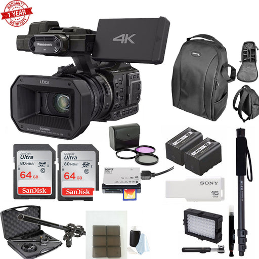 Panasonic HC-X1000 4K Cinema Camcorder + 2x 64GB Memory Cards + Accessory Bundle