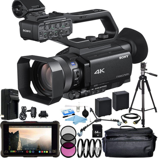 Sony HXR-NX80 4K NXCAM with HDR &amp; Fast Hybrid HDR &amp; Fast Hybrid AF w/ Atomos Ninja Inferno 7&quot; Monitor - Spare Batteries | More