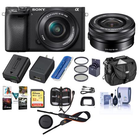 Sony Alpha a6400 Mirrorless Digital Camera with 16-50mm Lens Kit Advanced Accessory Bundle