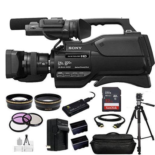 Sony HXR-MC2500E HXRMC2500E Shoulder Mount AVCHD Camcorder with 3-Inch LCD (Black) (PAL) | 32GB MC Accessories Bundle