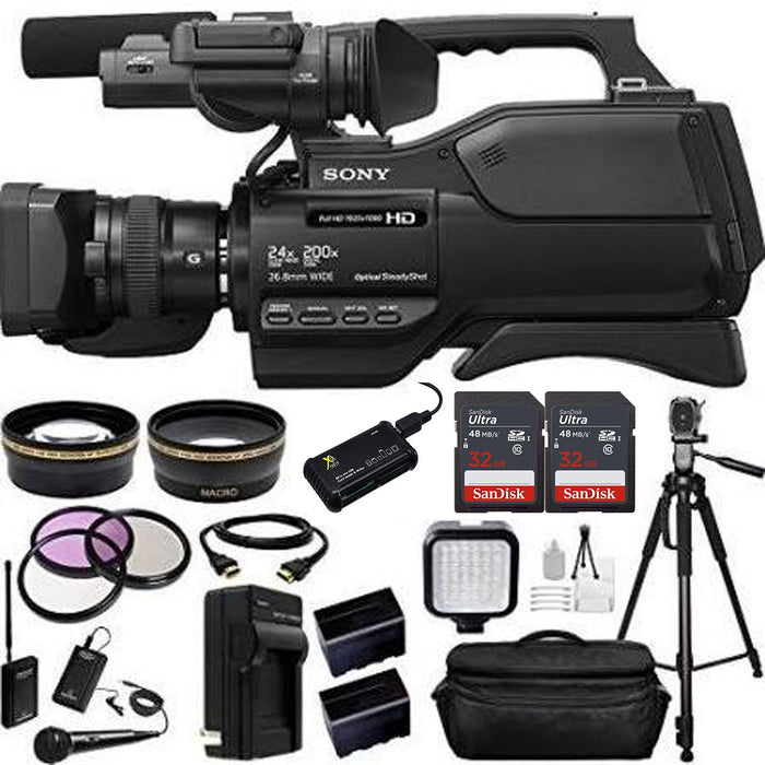 Sony HXR-MC2500E HXRMC2500E Shoulder Mount AVCHD Camcorder with 3-Inch LCD (Black) (PAL) + Audio-Technica Atr288w VHF TwinMic System