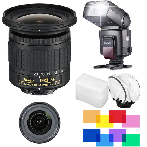 Nikon AF-P DX NIKKOR 10-20mm f/4.5-5.6G VR Lens Flash Bundle