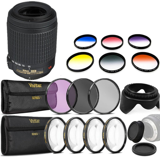 Nikon AF-S DX Zoom-NIKKOR 55-200mm f/4-5.6G ED Lens Filter Bundle