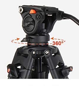 NJA 74 inch Video Tripod System, Pro Heavy Duty Aluminum Tripod with 360 Degree Fluid Head and Mid-Level Spreader