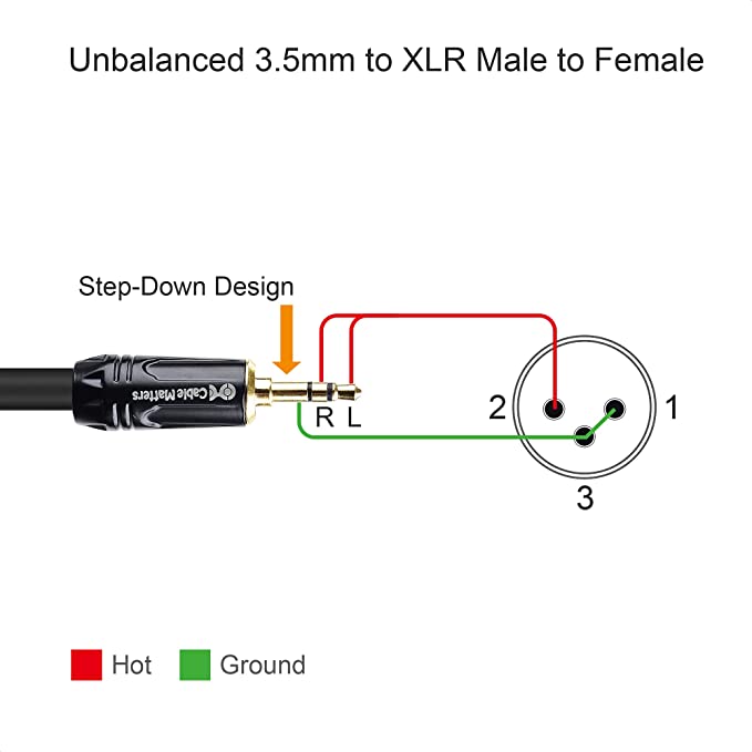 Cable Matters (1/8 Inch) 3.5mm to XLR Cable 3 ft Male to Male (XLR to 3.5mm Cable, XLR to 1/8 Cable, 1/8 to XLR Cable)