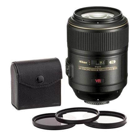 Nikon 105mm f/2.8G ED-IF AF-S VR Micro NIKKOR Lens W 3pc Filter kit