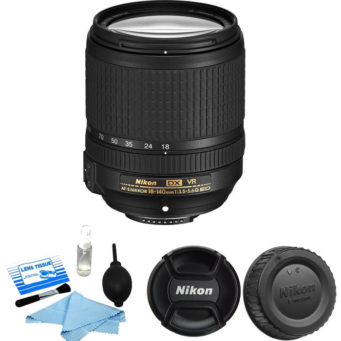 Nikon AF-S DX NIKKOR 18-140mm f/3.5-5.6G ED VR Lens with Cleaning Kit (White Box)