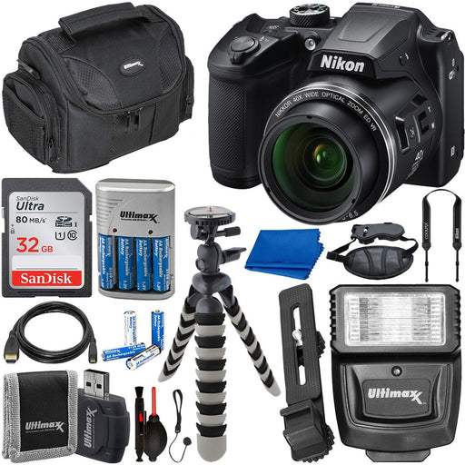 Nikon COOLPIX B500 Digital Camera W SanDisk Ultra 32GB SDHC Memory Card, Rechargeable Batteries &amp; Charger, Digital Slave Flash &amp; Much More