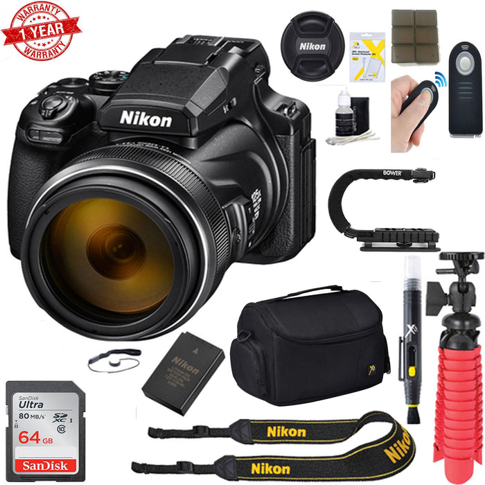 Nikon Coolpix P1000 16MP 125x Super-Zoom Digital Camera + 64GB Accessory Kit