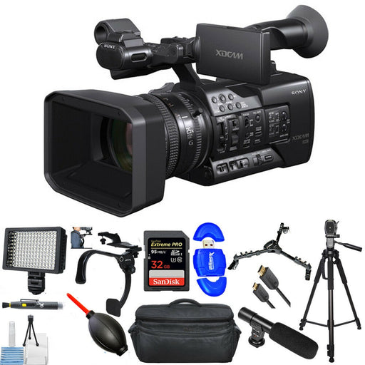 Sony PXW-X160 Full HD XDCAM Handheld Camcorder LED Light 32GB Tripod Bundle