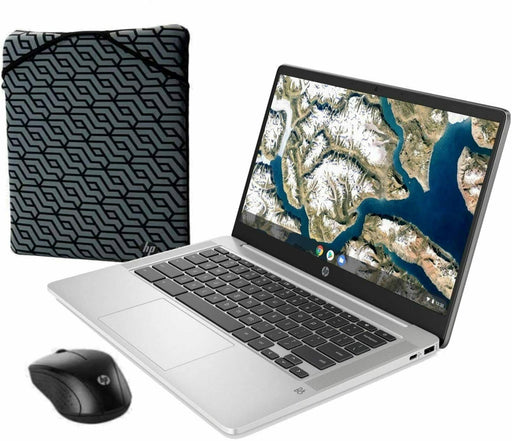 HP 14 Chromebook Bundle Intel Celeron 1080p Bonus Sleeve Wireless Mouse