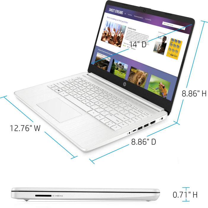 HP - 14&quot; Laptop - Intel Celeron - 4GB Memory - 64GB eMMC - Snowflake White