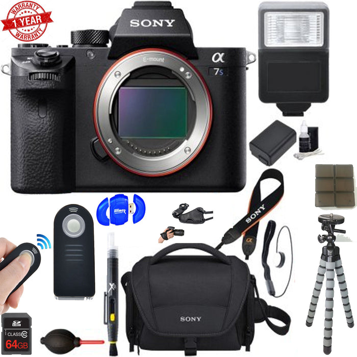 Sony Alpha a7S II Mirrorless Interchangeable Lens Camera + 64GB Memory &amp; Flash Bundle