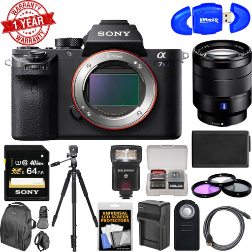 Sony Alpha A7S II 4K Wi-Fi Digital Camera Body w/ T* FE 24-70mm f/4 Lens | 64GB Card | Case | Flash | Battery &amp; Charger | Tripod | Kit