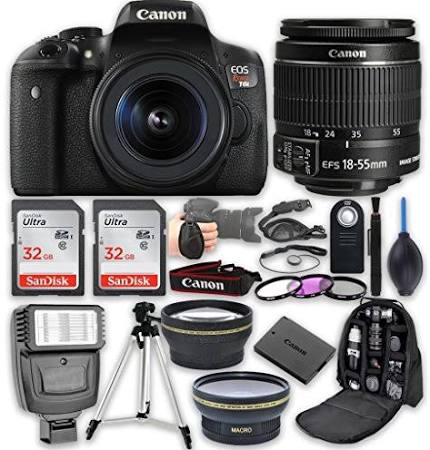 Canon EOS Rebel T6i/800D DSLR Camera with 18-55mm | 2x Sandisk 32GB Memory Cards | Backpack | Flash | Tripod &amp; More Bundle