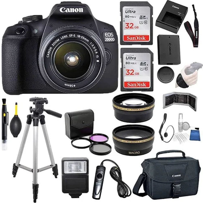 Canon EOS Rebel T7/2000D DSLR Camera with 18-55mm Lens Prime Lens Bundle