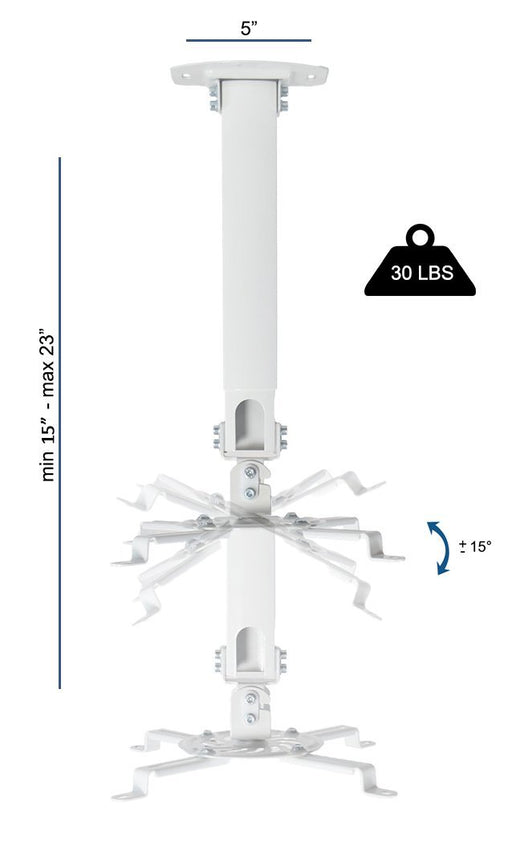 VIVO Universal Extending White Ceiling Projector Mount / Height Adjustable Projection (MOUNT-VP02W)