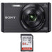 Sony Cyber-Shot DSCW810 20.1MP Digital Camera - Black wtih 64GB Memory Card