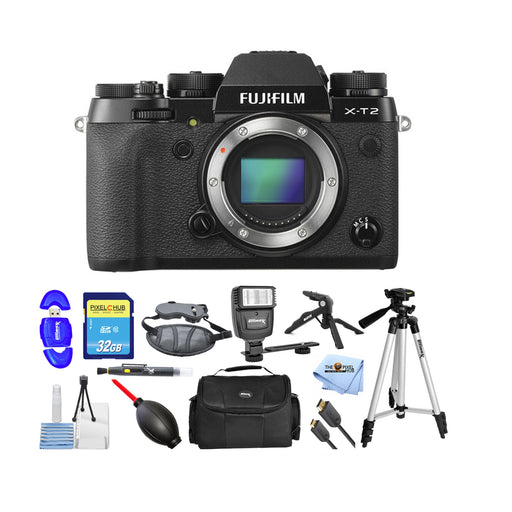 Fujifilm X-T2 Mirrorless Digital Camera (Body Only) + 32GB Memory Card Bundle